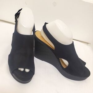 Montego Bay Club Black Open Toe Wedge Heel Size 11M, Casual